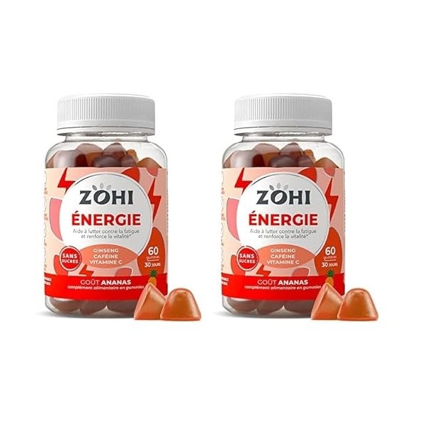 Complément Alimentaire Energie-Gummies aidant à lutter contre la fatigue et renforce la vitalité-Vegan-60 gommes de fruits go...