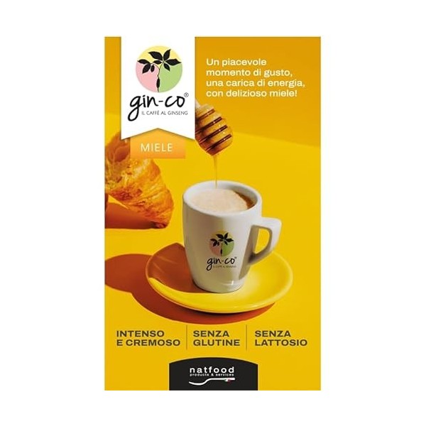 Gin-co Miel, Boisson au ginseng sans gluten et lactose, Goût intense et crémeux avec du miel