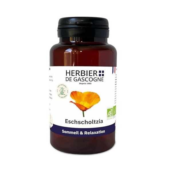 Eschscholtzia Bio | 200 gélules | Sommeil & Relaxation | 240 mg dosage 100% naturel sans additif et non comprimé | LHERBIER