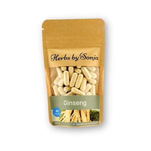 Ginseng 500 mg * 60 gélules - Stimulation de lénergie et soutien immunitaire - Vegan, sans substances artificielles, sans gl