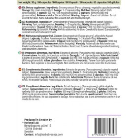 Ginseng 500 mg * 60 gélules - Stimulation de lénergie et soutien immunitaire - Vegan, sans substances artificielles, sans gl