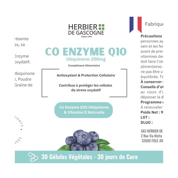 CO ENZYME Q10 & Vitamine E | Ubiquinone Naturelle | Antioxydant | 1 gélule par jour | 30 gélules | Composition Exclusive | 10