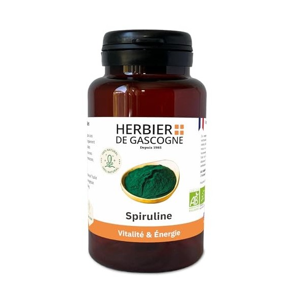 Spiruline BIO | 200 gélules | Vitalité & Énergie | dosage 100% naturel sans additif et non comprimé | LHERBIER DE GASCOGNE |