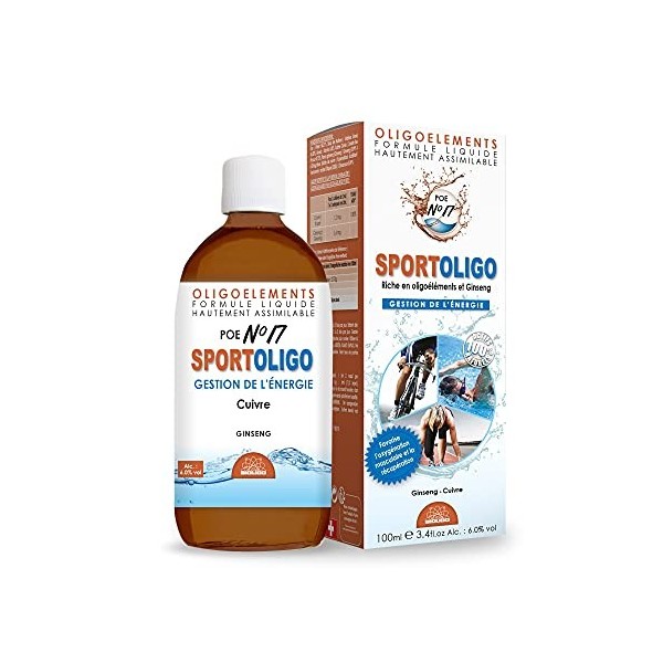 POE N°17 - SPORTOLIGO - Préparation en oligoéléments, Ginseng, Endurance, énergie - 500 ml - BIOLIGO