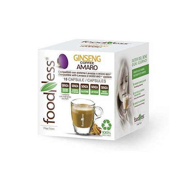Foodness Ginseng Amaro compatibile Lavazza A Modo Mio 90 capsule