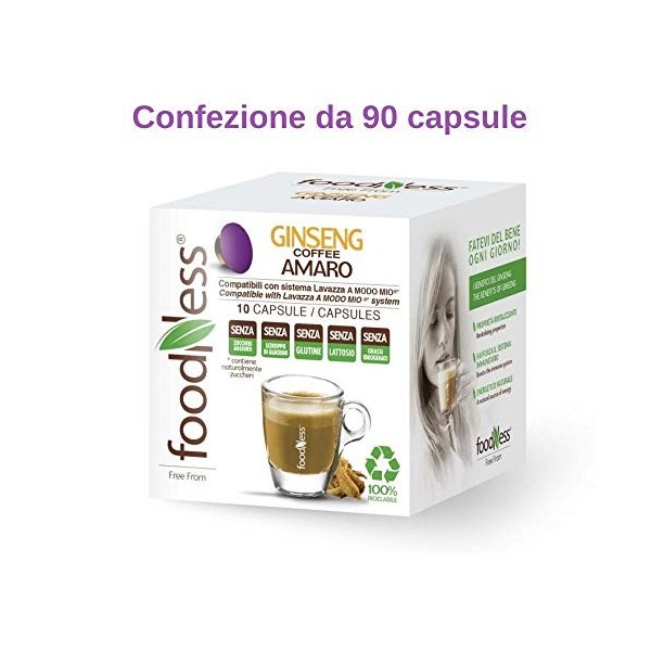 Foodness Ginseng Amaro compatibile Lavazza A Modo Mio 90 capsule