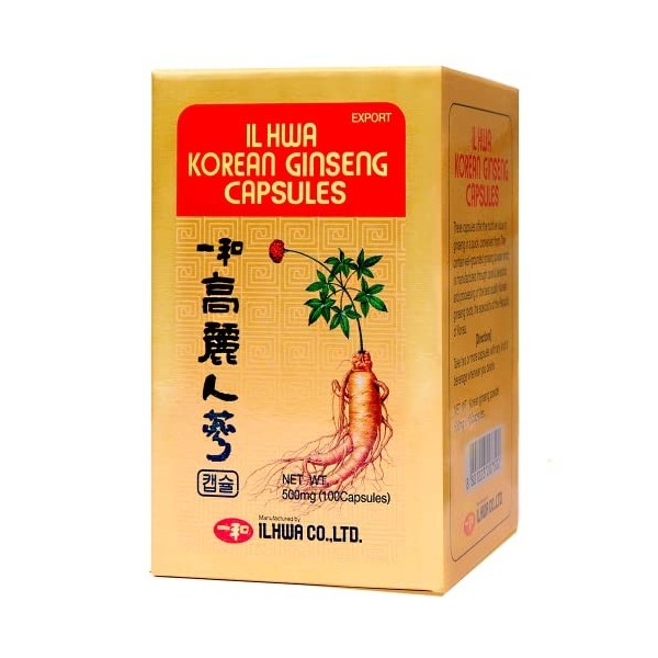 Ginseng Pur de Corée, 500 mg, 100 Gélules | Panax Ginseng 100% Sans Additifs et Coréen Authentique | Énergie Physique et Ment...