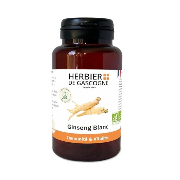 Ginseng BIO | 200 gélules | Immunité Et Vitalité | 280 mg dosage 100% naturel sans additif et non comprimé | LHERBIER DE GAS