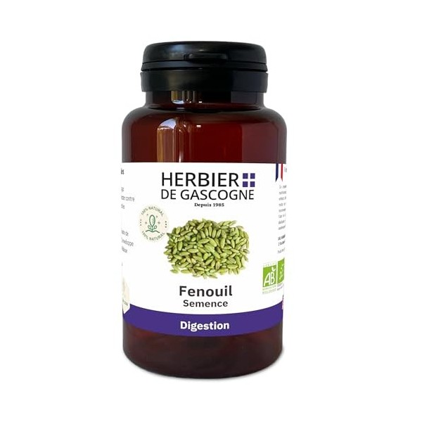 Fenouil BIO | 200 gélules | Digestion | 250 mg dosage 100% naturel sans additif et non comprimé | LHERBIER DE GASCOGNE | Her