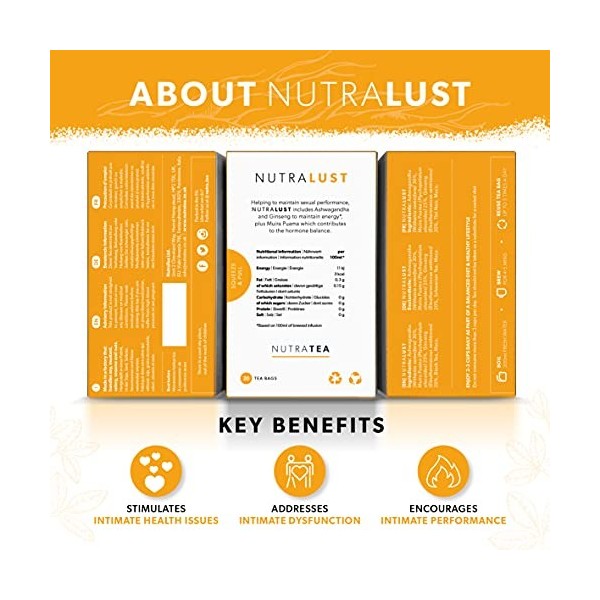 NutraLust – Contenant de lAshwagandha, du Muira Puama et du Ginseng – Aide à améliorer la passion et lendurance – 40 sachet G...