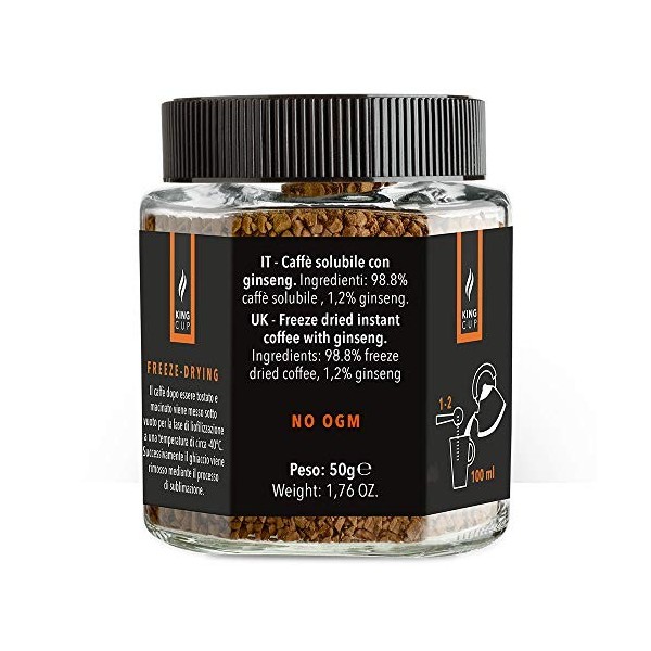 King Cup - 3 pots de 50gr chacun de café soluble au ginseng, café au ginseng aromatisé instantané avec solubilité supplémenta...