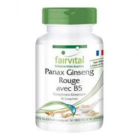 Fairvital | Extrait de ginseng Panax rouge avec B5 - Fortement dosé - VEGAN - 90 Comprimés