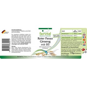 Fairvital | Extrait de ginseng Panax rouge avec B5 - Fortement dosé - VEGAN - 90 Comprimés