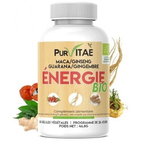 Énergie Bio – Vitalité & Tonus Naturel | Maca, Ginseng & Guarana Bio | Anti-Fatigue, Concentration & Endurance | Sans Caféine