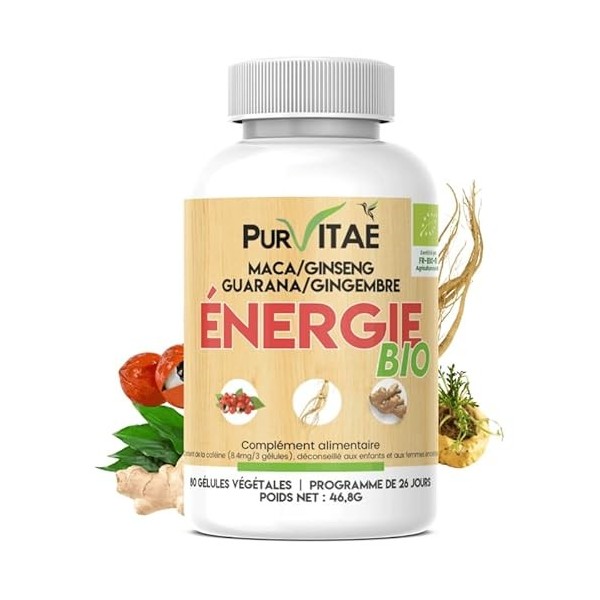 Énergie Bio – Vitalité & Tonus Naturel | Maca, Ginseng & Guarana Bio | Anti-Fatigue, Concentration & Endurance | Sans Caféine