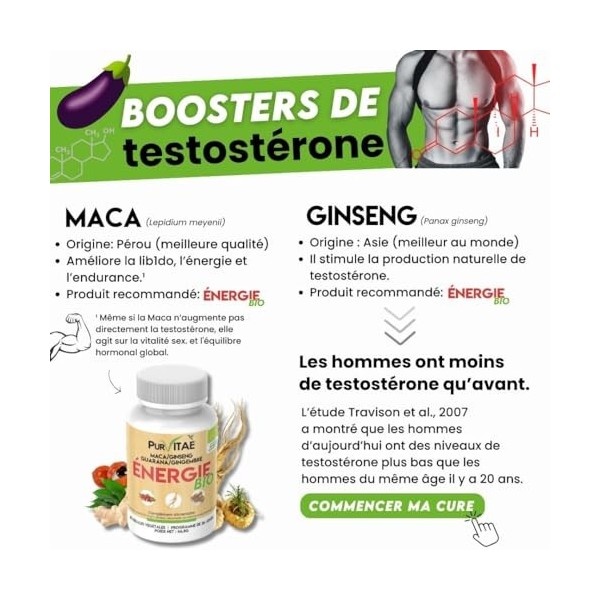 Énergie Bio – Vitalité & Tonus Naturel | Maca, Ginseng & Guarana Bio | Anti-Fatigue, Concentration & Endurance | Sans Caféine