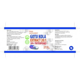 Gotu Kola 5,000mg équivalent 250mg dextrait 20:1 90 gélules végétaliennes, 20% Triterpenes, testé par des tiers en laborat