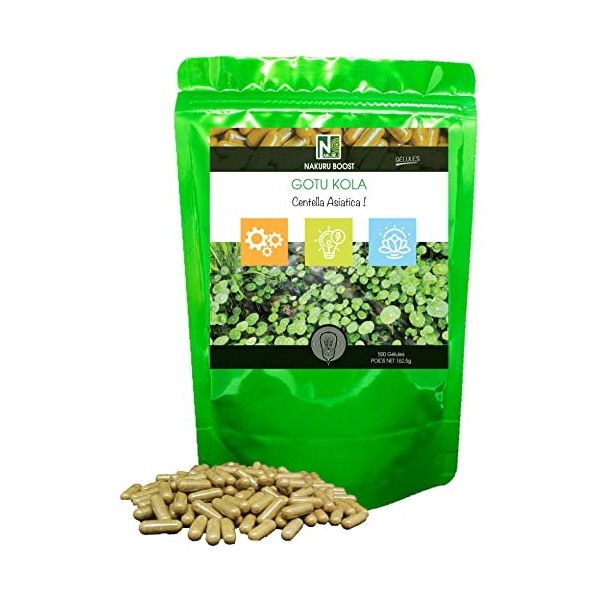 NAKURU | Gotu Kola | Gamme Boost | Fabriqué en France | "Centella Asiatica !" | 500 Gélules de 325mg / Poids Net: 162,5g Got...
