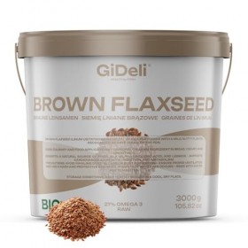 GiDeli Graines de lin brutes entières 3 kg - Haute teneur en oméga-3 et fibres - Idéales pour smoothies, pâtisserie, céréales