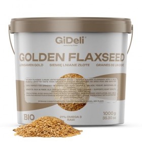 GiDeli Graines de lin dorées 1 kg de graines brutes oméga-3 et fibres, idéales pour les smoothies, les céréales, la pâtisseri