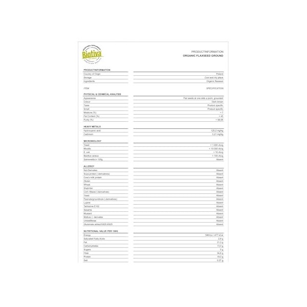 Farine de graines de lin bio 1kg - Plante plate - Farine Low Carb - sans gluten, sans soja, sans lactose - qualité bio premiu...