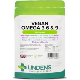 Lindens - Capsules végétaliennes oméga 3, 6 et 9-90 – 1000 mg dhuile de lin, fabriquée au Royaume-Uni – Acides gras oméga es