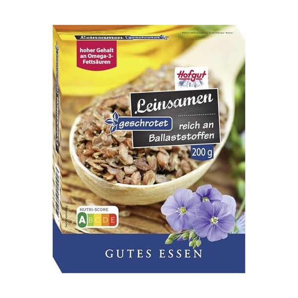 usy Hofgut Lot de 3 paquets de graines de lin concassées 3 x 200 g + bloc usy