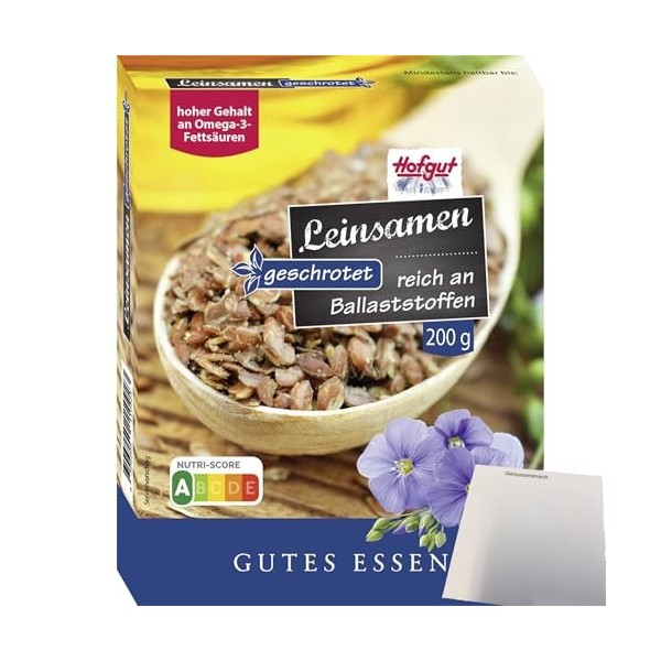 usy Lot de graines de lin concassées Hofgut paquet de 200 g + bloc usy