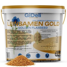 GiDeli Graines de lin dorées 3 kg de graines brutes entières oméga-3 et fibres, idéales pour les smoothies, les céréales, la 