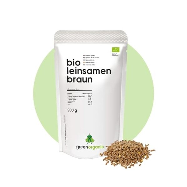 Graines de lin biologiques, marron, de qualité supérieure, sans gluten, sans soja, graines entières, graines de lin, naturell