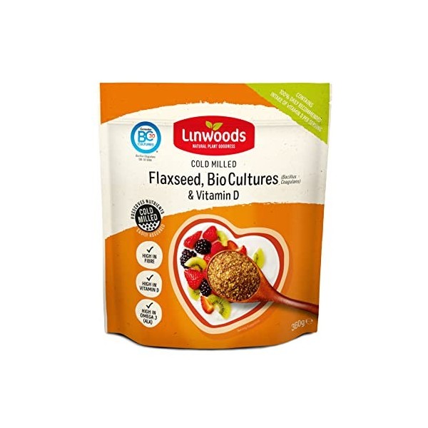 Linwoods Graines de lin, bio-culture et vitamine D 360g