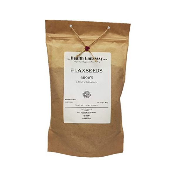 Health Embassy Lin Cultivé Graines | Linum Usitatissimum | Flaxseeds Brown 450g 