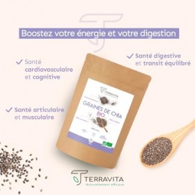 Graines de Chia BIO | Sélection Rigoureuse - Qualité Homogène | Transit et Perte de Poids | Riches en Oméga 3, Source de Fibr