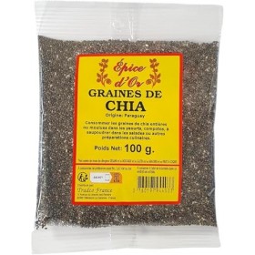 Graine De Chia 100g - Epice dOr, 100% Naturel, Sans Additifs, Sans Arôme Artificiel, Sans Conservateur