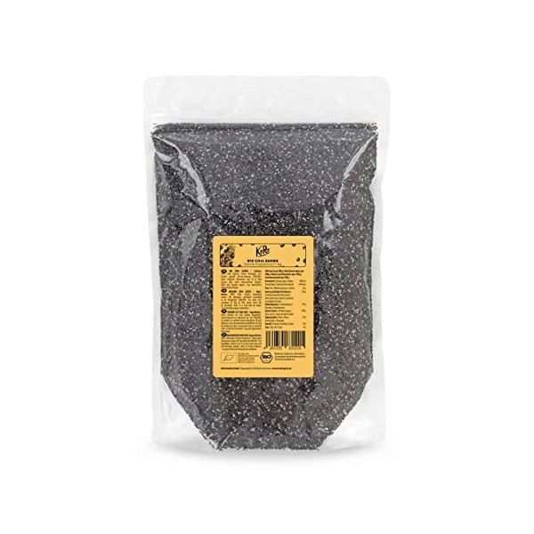 KoRo - Graines de chia bio | 1 kg - Super-aliment naturel - Issu de lagriculture biologique - Riches en fibres - Source de p