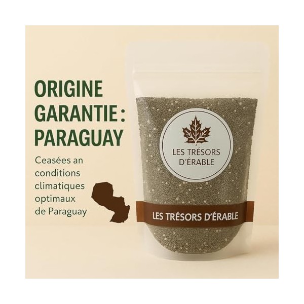 Graines de Chia 1 kg – Origine Paraguay – Super-aliment Riche en Oméga-3, Fibres et Protéines – Sachet Refermable Écologique 