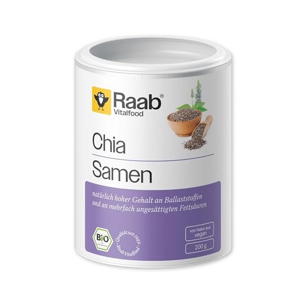 Raab Vitalfood graines de chia Bio, Pack 1er 1 x 200g 