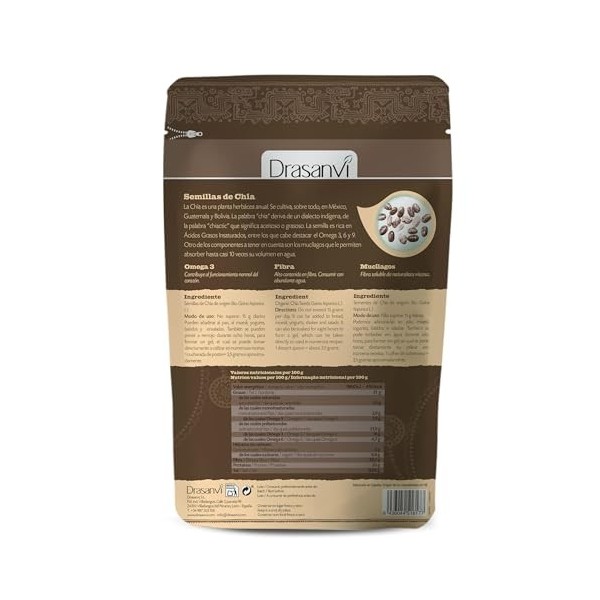 Nutricosmetics - Drasanvi Semillas Chia Bio 250g Doypack Superalimentos
