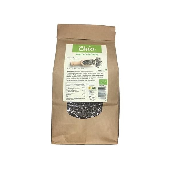 CHIA semillas 1kg. BIO – s’intègre facilement dans une routine de tous les jours, produit multifonction à large champ d’appli