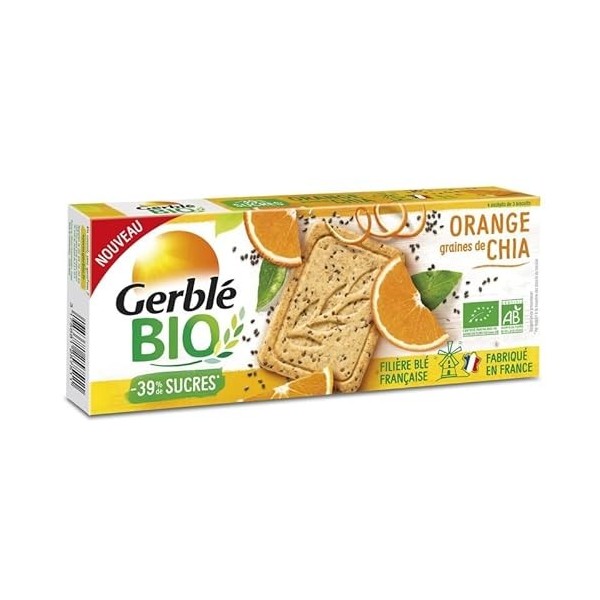 GERBLE BIO - SABLÉ ORANGE GRAINES CHIA BIO 132G - LOT DE 4