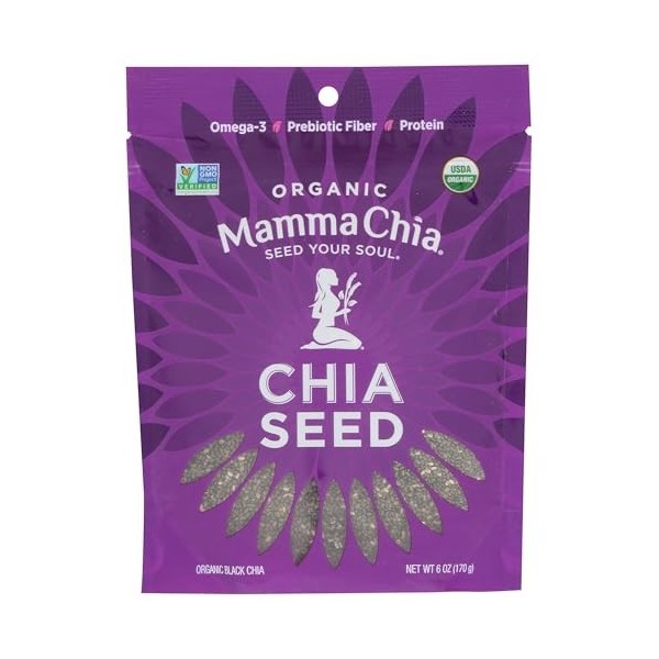 Mamma Chia Lot de 8 graines de chia Og1 Noir 170 g