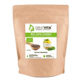 GreatVita Graines de chia bio, 1x 400g naturelles sans OGM