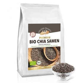 GOLDEN PEANUT Bio Chia Salvia hispanica 2 x 1 kg de graines de chia biologique contrôlée, naturelles, sans gluten