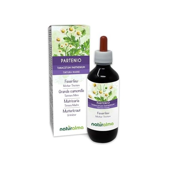 Grande camomille ou Partenelle Tanacetum parthenium herbe avec fleurs Teinture Mère sans alcool Naturalma - Extrait liquide G...