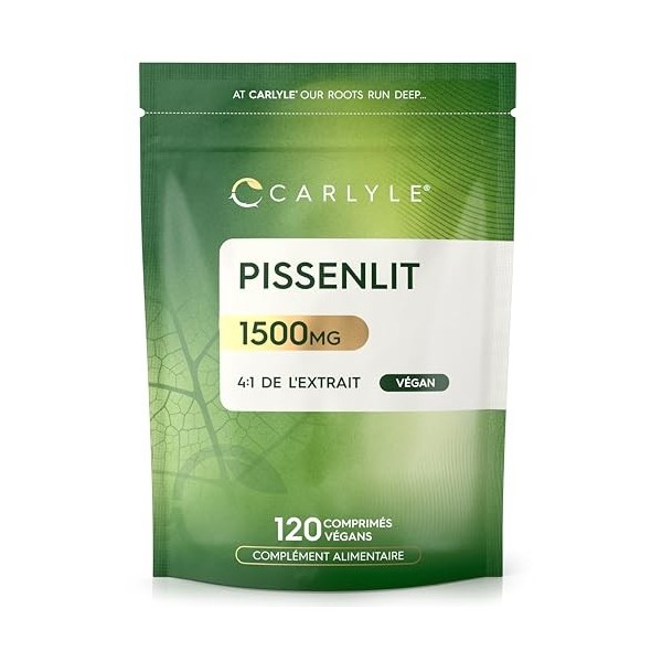 Pissenlit Gelules 1500 mg | 120 Comprimés Végan et Végétales de 750 mg | Extrait de Pissenlit 4:1 | Haute Dosage | Dandelion 