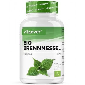 Ortie bio - 240 gélules - fortement dosé avec 1000mg par portion journalière - extrait dortie 10:1 de qualité biologique cer