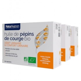 NaturAvignon Huile de Pépins de Courge BIO graines de courge | Confort urinaire, Prostate, Fuite urinaire homme | 1000mg hu G...