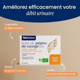 NaturAvignon Huile de Pépins de Courge BIO graines de courge | Confort urinaire, Prostate, Fuite urinaire homme | 1000mg hu G...