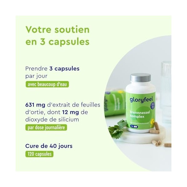 Extrait dOrtie - Avec Extrait de Marron dInde + feuilles de vigne rouge - 120 Capsules - Complexe de Feuilles dOrtie + Vit