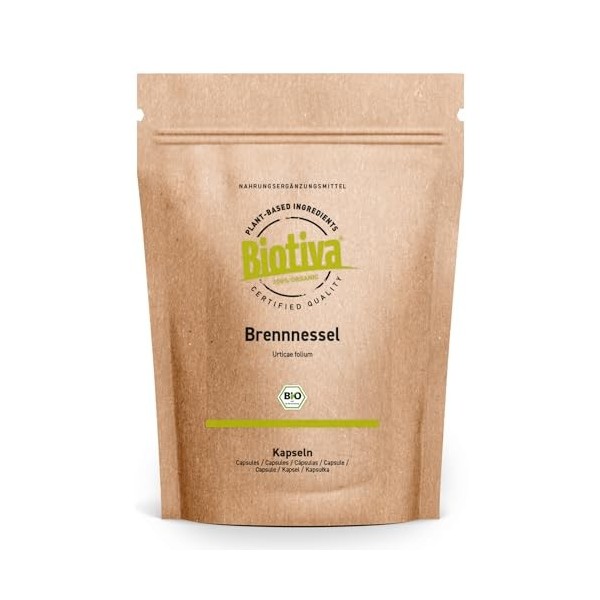 Ortie bio 500 gélules | 450 mg par capsule | Capsules dortie piquante | Urticae folium | Pureté la plus élevée | Mis en bout